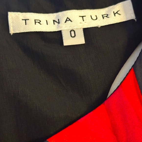 Trina Turk, Soft Silk Red and Black Patterned Midi Dress - Picture 5 of 8